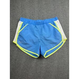 Under Armour Women's Running Shorts Blue with Yellow Trim Size Large